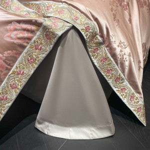 100% cotton satin home hotel textile pink jacquard comforter cover with 2 high-end pillowcases coverlets bedding set manufacture