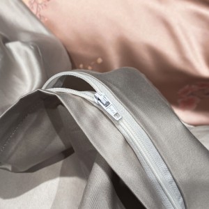 100% cotton satin home hotel textile pink jacquard comforter cover with 2 high-end pillowcases coverlets bedding set manufacture