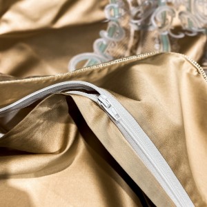 High-quality satin cotton colored bed sheets exquisite single size  jacquard quilt cover home textile gold bedding set manufacture
