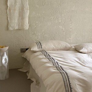 SS French Linen Natural Cotton Linen Soft Breathable Sweat-Absorbent Bed Sheets Embroidered Quilt Cover Light Luxury 4PCS Bedding Set Wholesale