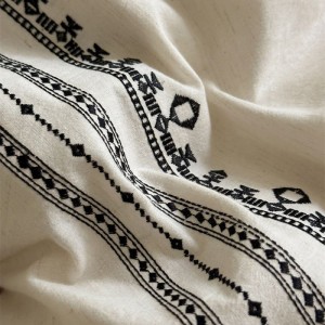 SS French Linen Natural Cotton Linen Soft Breathable Sweat-Absorbent Bed Sheets Embroidered Quilt Cover Light Luxury 4PCS Bedding Set Wholesale