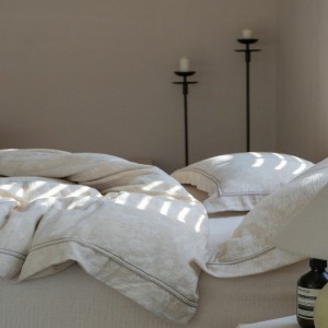 Jacquard Comforter Duvet Cover 100% Linen Cotton Pillow Shams Double Coverlets Flat Sheet 4PCS Natural Color Skin-Friendly Bedding Set