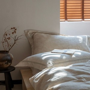 Jacquard Comforter Duvet Cover 100% Linen Cotton Pillow Shams Double Coverlets Flat Sheet 4PCS Natural Color Skin-Friendly Bedding Set