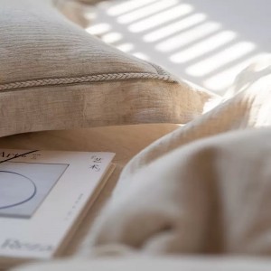 Jacquard Comforter Duvet Cover 100% Linen Cotton Pillow Shams Double Coverlets Flat Sheet 4PCS Natural Color Skin-Friendly Bedding Set