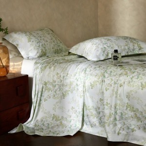 Pastoral design full size digital printing adult pillowcases luxury bamboo fiber comforter cover green bedding set supplier