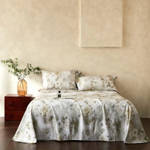 Pastoral design full size digital printing adult pillowcases luxury bamboo fiber comforter cover green bedding set supplier