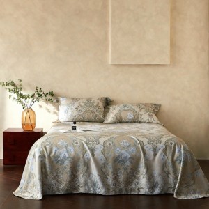 Pastoral design full size digital printing adult pillowcases luxury bamboo fiber comforter cover green bedding set supplier
