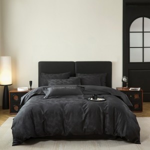 High quality black jacquard pillowcases 2/2.3m adult coverlets pillow shams high-quality 4-piece bedding set manufacture