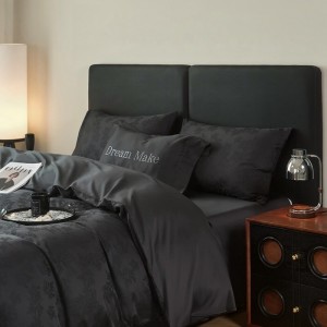 High quality black jacquard pillowcases 2/2.3m adult coverlets pillow shams high-quality 4-piece bedding set manufacture