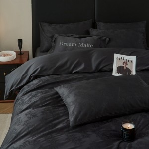 High quality black jacquard pillowcases 2/2.3m adult coverlets pillow shams high-quality 4-piece bedding set manufacture