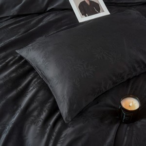 High quality black jacquard pillowcases 2/2.3m adult coverlets pillow shams high-quality 4-piece bedding set manufacture