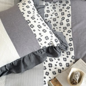 Wholesale high-quality 100% cotton duvet cover grey bed sheet 4piece jacquard home textile bedding set supplier