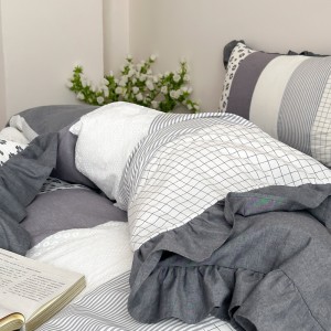 Wholesale high-quality 100% cotton duvet cover grey bed sheet 4piece jacquard home textile bedding set supplier