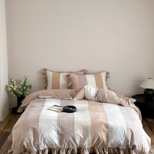 Wholesale high-quality 100% cotton duvet cover grey bed sheet 4piece jacquard home textile bedding set supplier