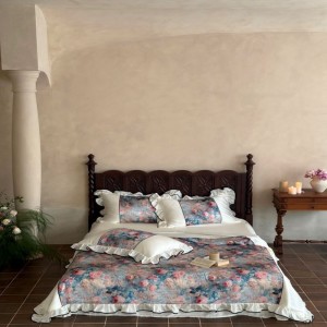 Designer Light Luxury Purple Floral Digital Printing Summer Quilt Lyocell Anti-wrinkle Silky Four-piece Bedding Set