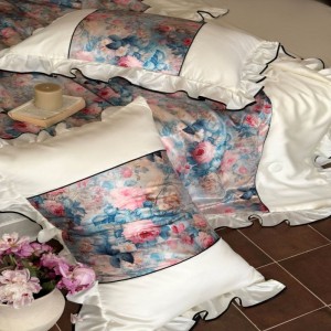 Designer Light Luxury Purple Floral Digital Printing Summer Quilt Lyocell Anti-wrinkle Silky Four-piece Bedding Set