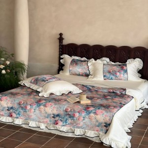 Designer Light Luxury Purple Floral Digital Printing Summer Quilt Lyocell Anti-wrinkle Silky Four-piece Bedding Set