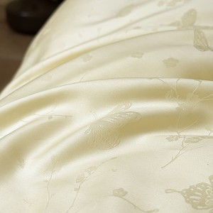 Wholesale high-end pillowcases yellow jacquard comforter set soft bed linen fitted sheets 2m/2.2m bedding set for adults