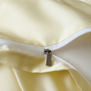 Wholesale high-end pillowcases yellow jacquard comforter set soft bed linen fitted sheets 2m/2.2m bedding set for adults
