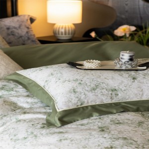 Hot selling green quilt cover printing fitted sheets flat sheet 100% cotton home textile 4-pieces bedding set supplier