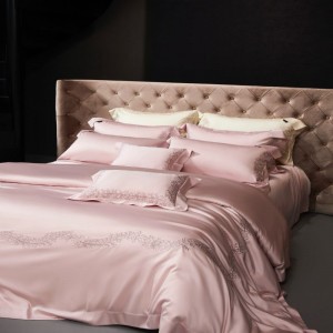 High end luxury embroidery duvet cover lyocell cotton bed sheets bedding set