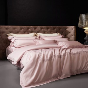 High end luxury embroidery duvet cover lyocell cotton bed sheets bedding set