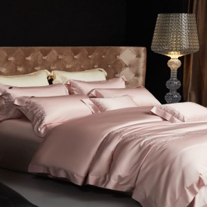 High end luxury embroidery duvet cover lyocell cotton bed sheets bedding set
