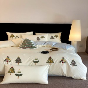 100s cotton embroidery duvet cover white blue bed sheets bedding set