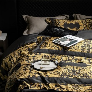 100 cotton home textile gold digital printing quilt duvet cover queen king size bed sheets bedding set