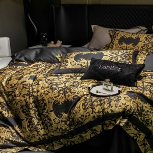 100 cotton home textile gold digital printing quilt duvet cover queen king size bed sheets bedding set