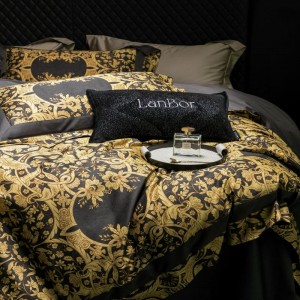 100 cotton home textile gold digital printing quilt duvet cover queen king size bed sheets bedding set