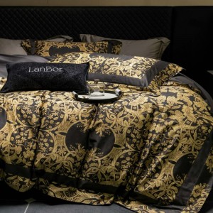 100 cotton home textile gold digital printing quilt duvet cover queen king size bed sheets bedding set