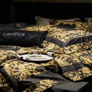 100 cotton home textile gold digital printing quilt duvet cover queen king size bed sheets bedding set
