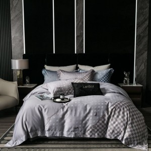 Luxury 140s cotton yarn-dyed digital printing duvet cover custom bed sheets gray bedding set