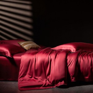 2025 new lyocell cotton sanding duvet cover bed sheets pillowcases light luxury red solid bedding set