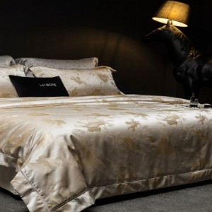 Stain lyocell cotton jacquard floral duvet cover bed sheets pillowcases four piece bedding set