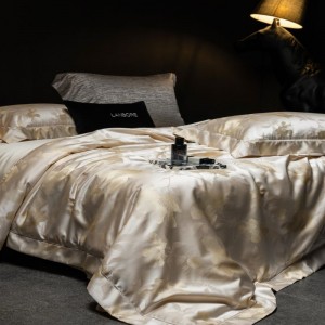 Stain lyocell cotton jacquard floral duvet cover bed sheets pillowcases four piece bedding set