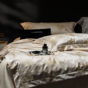 Stain lyocell cotton jacquard floral duvet cover bed sheets pillowcases four piece bedding set