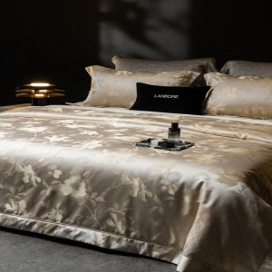 Stain lyocell cotton jacquard floral duvet cover bed sheets pillowcases four piece bedding set