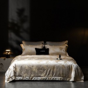 Stain lyocell cotton jacquard floral duvet cover bed sheets pillowcases four piece bedding set