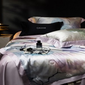 Silk stain lyocell cotton summer quilt yarn-dyed jacquard quilts pillowcases bed sheets purple bedding set