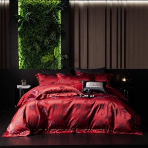 Elegant design full size jacquard adult pillowcases luxury red 100s cotton sateen comforter cover bedding set supplier