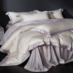 Silky four piece bed set home textile 100s lyocell suvet cover purple bed sheets queen king jacquard bedding set
