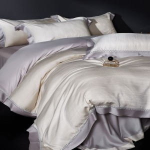 Silky four piece bed set home textile 100s lyocell suvet cover purple bed sheets queen king jacquard bedding set