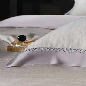 Silky four piece bed set home textile 100s lyocell suvet cover purple bed sheets queen king jacquard bedding set