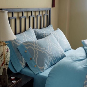 Yarn-dyed jacquard duvet cover set queen king size bed set blue 100 cotton bedding set