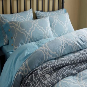 Yarn-dyed jacquard duvet cover set queen king size bed set blue 100 cotton bedding set