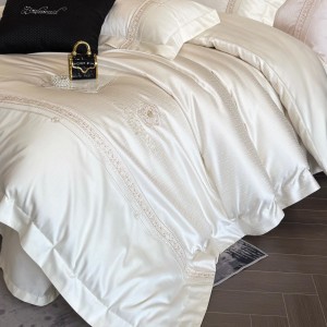 High-End white patchwork comforter set 500TC Australia cotton bedsheets queen king size embroidery coverlets with 2 soft pillowslips bedding set supplier