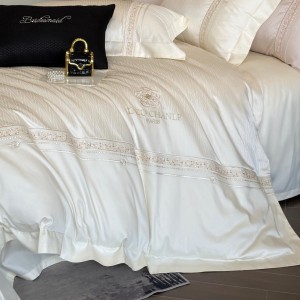 High-End white patchwork comforter set 500TC Australia cotton bedsheets queen king size embroidery coverlets with 2 soft pillowslips bedding set supplier