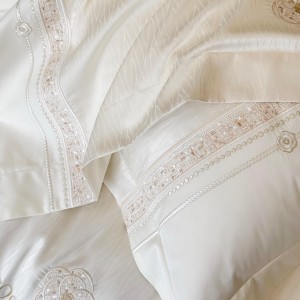 High-End white patchwork comforter set 500TC Australia cotton bedsheets queen king size embroidery coverlets with 2 soft pillowslips bedding set supplier